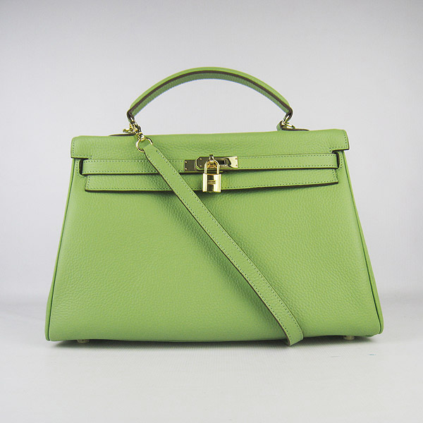 High Quality Hermes Kelly 35CM Togo Leather Bag Green 6308 - Click Image to Close